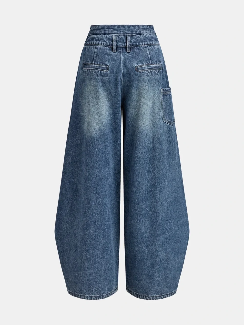 Commense Dark Blue Wide-Leg Wrap Overlay Jeans - Picture 2 of 7